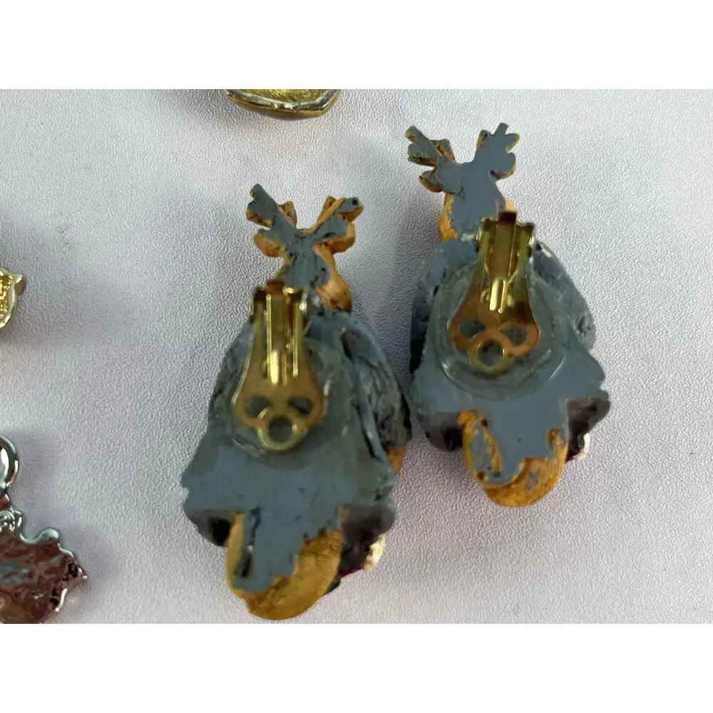 VTG Christmas Jewelry Lot Pins Brooches Earrings Pendants Craft Holidays Santa